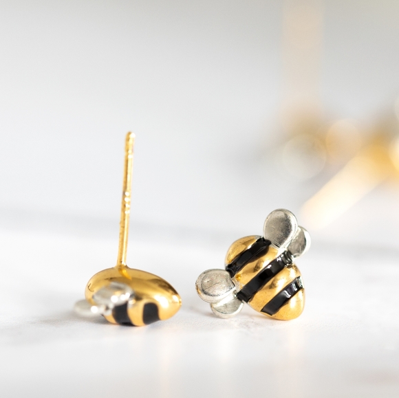 Honey Bee Earring Studs (S925) - Only 1 left! - Picture 4 of 6